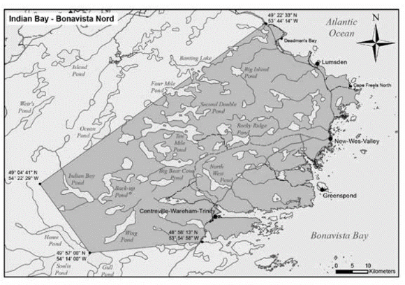 Map: Indian Bay – Bonavista North Watershed Special Trout Management Area.